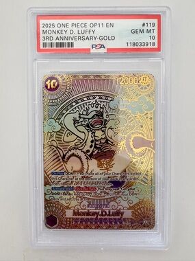 Monkey D. Luffy Gold Anniversary Trading Card – Gold